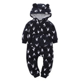 2017 winter warm baby clothes Infant Baby Boys Girls Thicker Animal Print Hooded Romper Jumpsuit Outfit Kid Clothes soft 6-24M