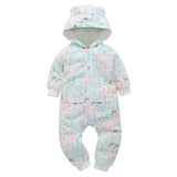 2017 winter warm baby clothes Infant Baby Boys Girls Thicker Animal Print Hooded Romper Jumpsuit Outfit Kid Clothes soft 6-24M