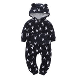 2017 winter warm baby clothes Infant Baby Boys Girls Thicker Animal Print Hooded Romper Jumpsuit Outfit Kid Clothes soft 6-24M