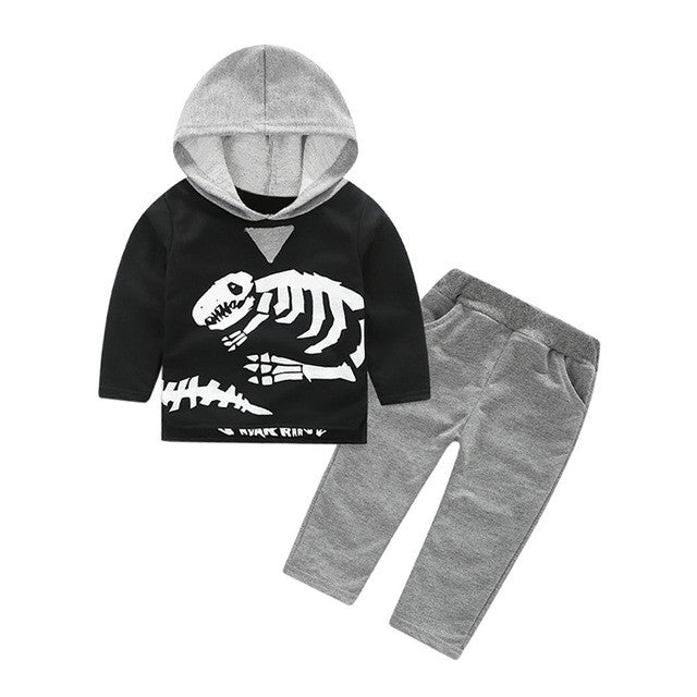 Baby Boys Clothes Toddler Kid Long Sleeve Dinosaur Hooded Sweatshirt Top Long Pant Sportswear Outfit 2Pcs Kids Clothing Sets