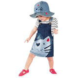 KIDS Clothes Hot Selling Children Toddler Kid Baby Girls Denim Straps Sundress Print Piece Dress Clothing Outfits Set