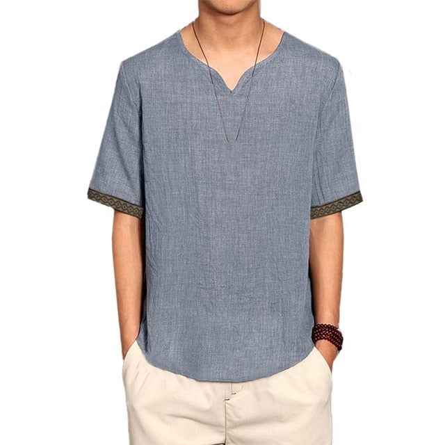 INCERUN Summer Linen Shirts Men Chinese Culture Men's Shirt Slim Short Sleeve Linen camisa masculina Men XXL Breathable Shirt