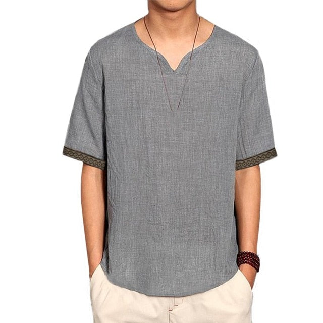 INCERUN Summer Linen Shirts Men Chinese Culture Men's Shirt Slim Short Sleeve Linen camisa masculina Men XXL Breathable Shirt