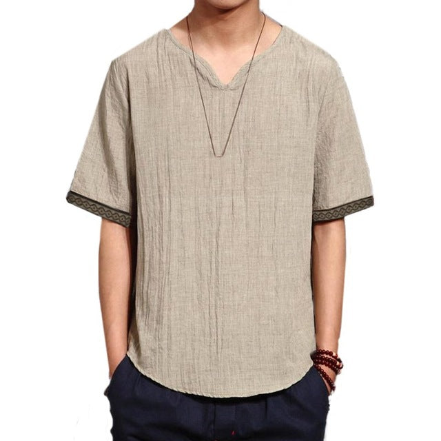INCERUN Summer Linen Shirts Men Chinese Culture Men's Shirt Slim Short Sleeve Linen camisa masculina Men XXL Breathable Shirt