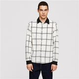 SHEIN Men Black and White Button & Pocket Front Plaid Button Long Sleeve Pocket Placket Shirt Autumn Minimalist Mens Shirts