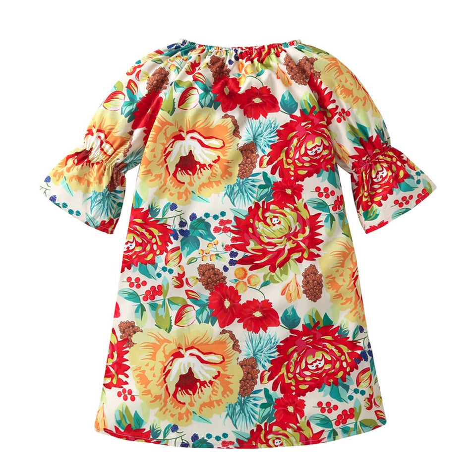 Newborn Infant Baby Girl Kid Clothes Floral Print  A-Line Princess Outfit Dress